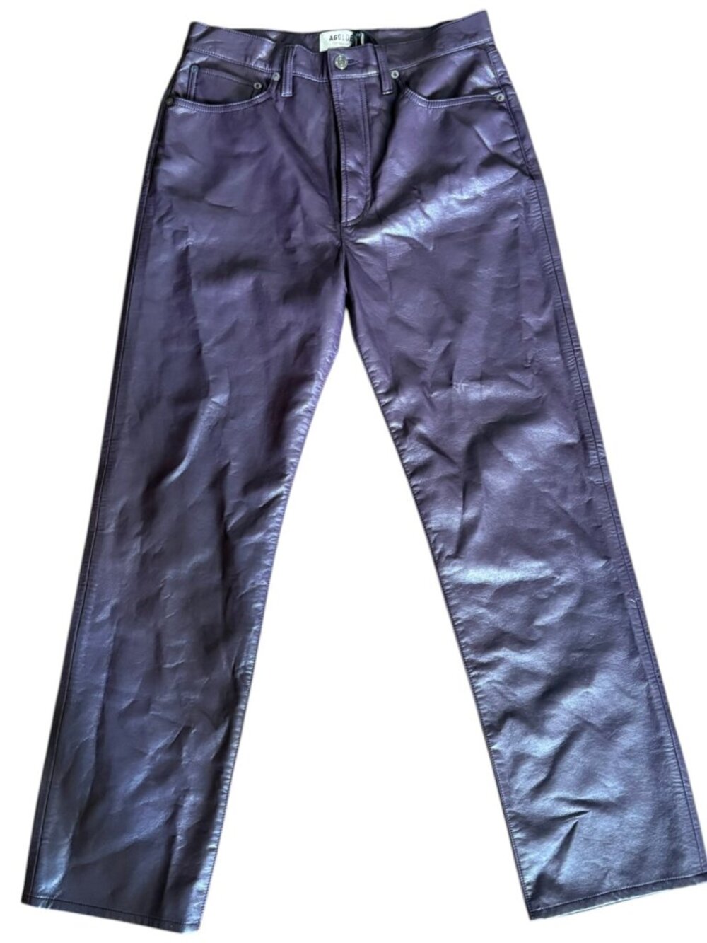 AGOLDE 90s Pinch Waist Recycled Leather Pants Night Shade NWT 29